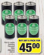 Fitch & Leedes Sparkling Flavoured Drink (Selected)-For 6 x 200ml