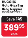 Huggies Gold Giga Bag Baby Nappies 108/120/132/152's-Each