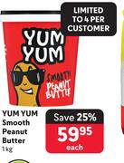 Yum Yum Smooth Peanut Butter-1Kg Each