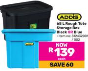 Addis 68Ltr Rough Tote Storage Box (Black Or Blue)-Each
