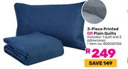 3-Piece Printed Or Plain Quilts-Each