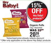 Hey Baby Organic Puffs Assorted-12g Each
