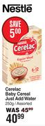 Nestle Cerelac Baby Cereal Just Add Water Assorted-250g