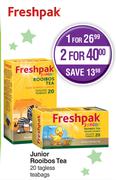 Freshpak Junior Rooibos Tea 20 Tagless Teabags-For 1