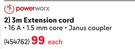 Powerworx 3m Extension Cord 454762