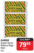 Garbie Super Saver Refuse Bags Roll 20's Pack-For 3
