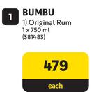 Bumbu Original Rum-750ml Each