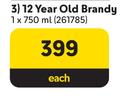 KWV 12 Year Old Brandy-750ml Each