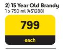 Sydney Back 15 Year Old Brandy-750ml Each