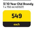 Sydney Back 10 Year Old Brandy-750ml Each