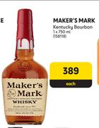 Maker's Mark Kentucky Bourbon Whisky-750ml Each