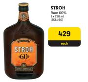 Stroh Rum 60%-750ml Each