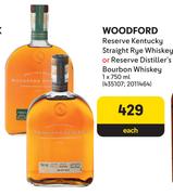 Woodford Reserve Kentucky Straight Rye Whisky Or Reserve Distilled's Bourbon Whisky-750ml Each