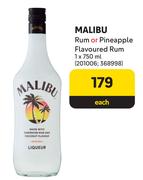 Malibu Rum Or Pineapple Flavoured Rum-750ml Each