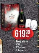 Remy Martin VSOP-750ml & 2 Glasses-Per Pack