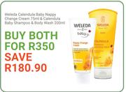 Weleda Calendula Baby Nappy Change Cream 75ml & Calendula Baby Shampoo & Body Wash 200ml-Both For