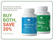 Yummy Mummy Lifestyle Breast Greens 90s & Pre Post Natal Vitamins-Both For