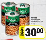 Rhodes Baked Beans In Tomato Sauce-For 3 x 410g