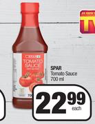 Spar Tomato Sauce-700ml Each