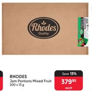 Rhodes Jam Portions Mixed Fruit-200 x 15g Each