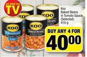 Koo Baked Beans In Tomato Sauce(Selected)-4X410g