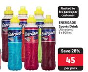 Energade Sports Drink (All Variants)-6 x 500ml