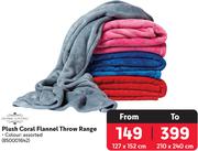 Home Living Plush Coral Flannel Throw Range 127x152cm-Each