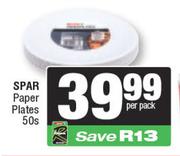 Spar Paper Plates-50's Per Pack