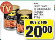 Koo Baked Beans In Tomato Sauce (Selected Excl. Lite)-For 2 x 410g