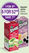 Squish Juice Assorted-For 6 x 200ml 