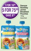 Danone Nutriday Junior Breakfast Pouches Assorted-For 5 x 150g