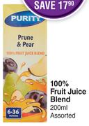 Purity 100% Fruit Juice Blend Assorted- For 6 x 200ml