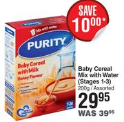 Purity Baby Cereal Mix With Water (Stages 1-3) Assorted- 200g