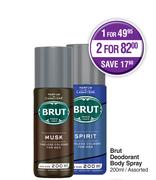 Brut Deodorant Body Spray Assorted-For 2 x 200ml