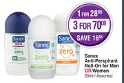 Sanex Anti Perspirant Roll On For Men Or Women Assorted-50ml