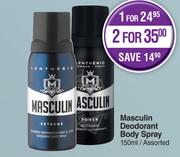 Lentheric Masculin Deodorant Body Spray Assorted-150ml 