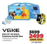 VGKE Kids 10" 4G Watch Earphones Bundle Blue