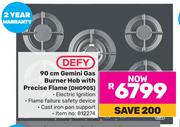 Defy 90cm Gemini Gas Burner Hob With Precise Flame DHG905