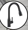 Delinia Fanny Pullout Kitchen Mixer Tap Black H42.3cm Spout Reach 25cm 81479461