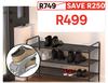 Spaceo Studio Stackable Shoe Rack Black W90cm x d35cm x h55cm 81461778