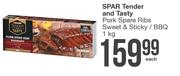 Spar Tender & Tasty Pork Spare Ribs Sweet & Sticky/BBQ-1Kg Each