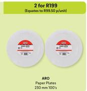Aro Paper Plates 230mm-For 2 x 100's