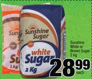 Sunshine White Or Brown Sugar-2kg Each
