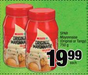 Spar Mayonnaise (Original Or Tangy)-750g Each