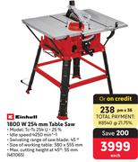 Einhell 1800W 254mm Table Saw TC-TS-254 U