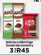 Nestle Aero Or Kitkat 8 Finger Chocolate Slabs Assorted-For 3 x 85g