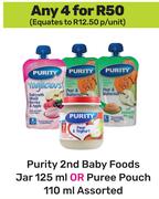 Purity 2nd Baby Foods Jar 125ml Or Puree Pouch 110ml Assorted-For Any 4