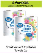 Great Value 2 Ply Roller Towels-For 2 x 2s