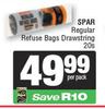 Spar Regular Refuse Bags Drawstring-20s Per Pack