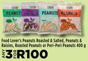 Food Lover Peanuts Roasted & Salted, Peanut & Raisins, Roasted Or Peri-Peri Peanuts-For Any 3 x 400g